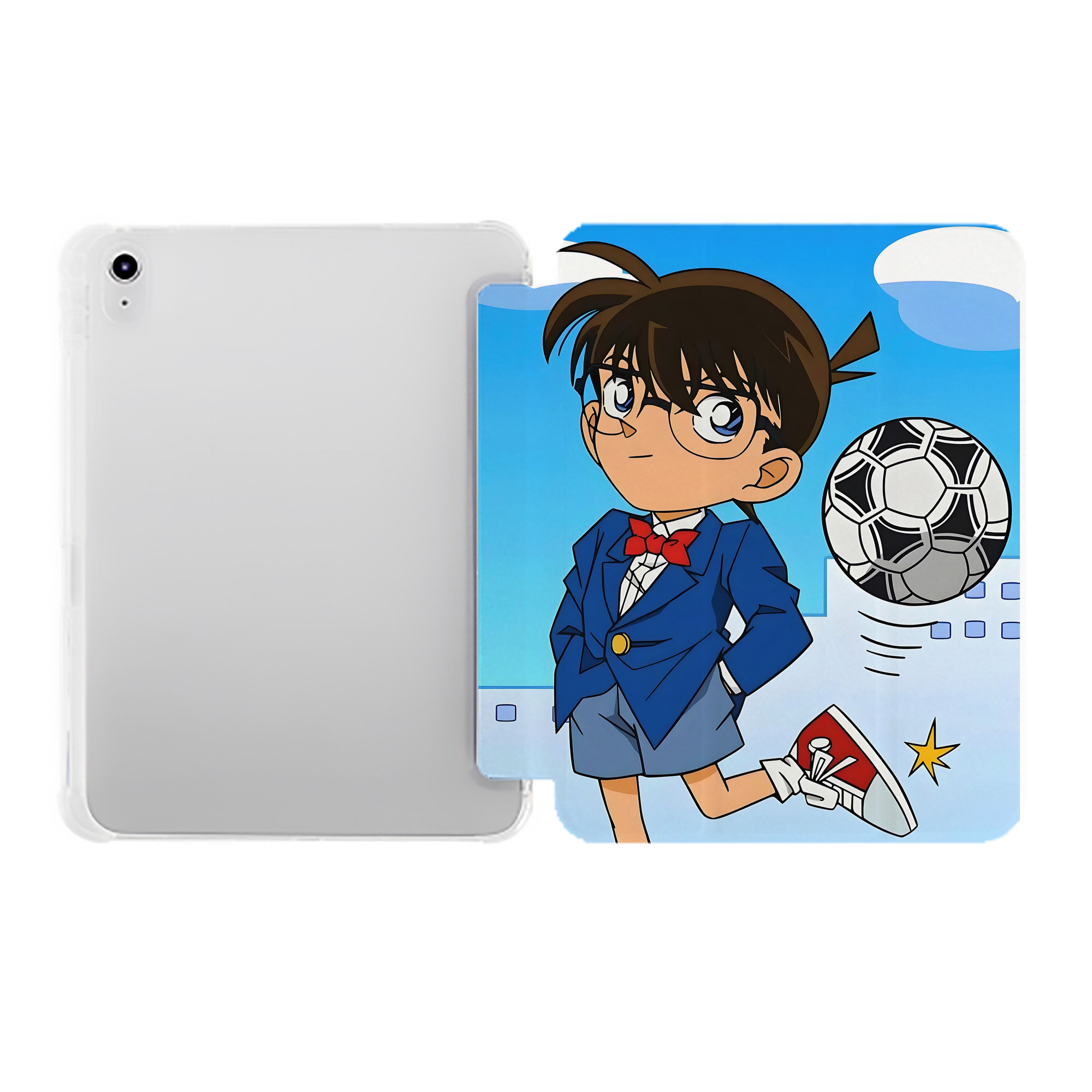 （画像用） 名探偵コナン Detective Conan IPad ケース ペン収納付き 三つ折りスタンド PUレザー×シリコン 対応機種9.5/10.5/10.9インチ